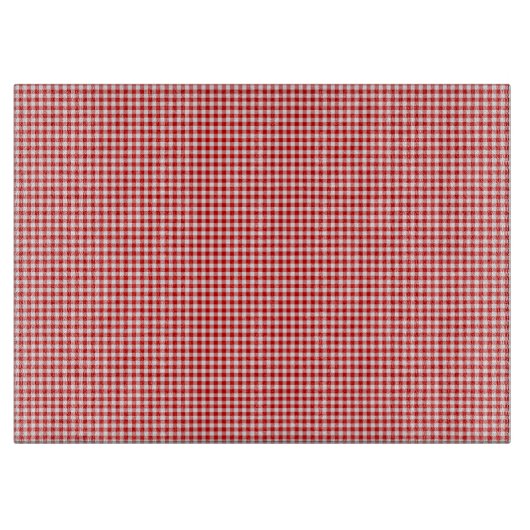 Rood-Wit Gingham-15 x 11 GLASS CUTTING BOARD Snijplank (Voorkant)