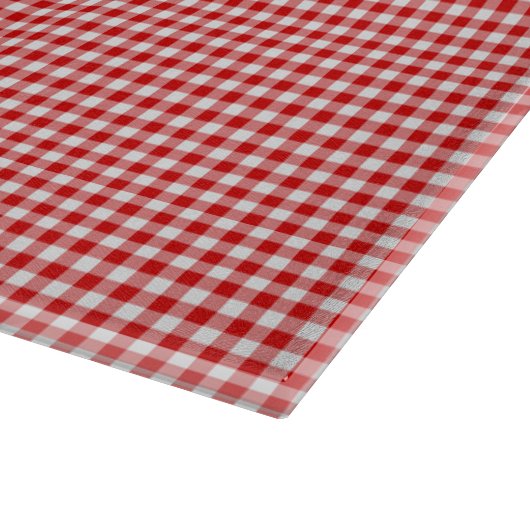 Rood-Wit Gingham-15 x 11 GLASS CUTTING BOARD Snijplank (Hoek)