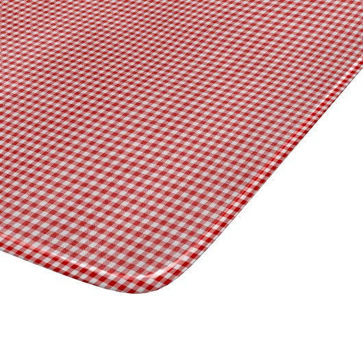 Rood-Wit Gingham-6 x 7 GLASS CUTTING BOARD Snijplank (Hoek)