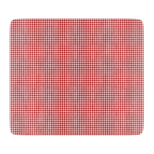 Rood-Wit Gingham-6 x 7 GLASS CUTTING BOARD Snijplank (Voorkant)