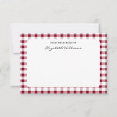 Rood & Wit Gingham Border Gepersonaliseerde Note K Bedankkaart (Voorkant)