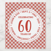 Rood wit Gingham Controleer patroon uw aangepaste  Wijn Etiket (Enkel label)