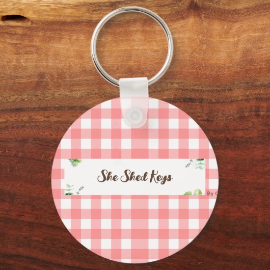 Rood & Wit Gingham met  Haan Sleutelhanger (Achterkant)