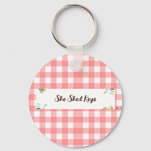 Rood & Wit Gingham met  Haan Sleutelhanger (Achterkant)