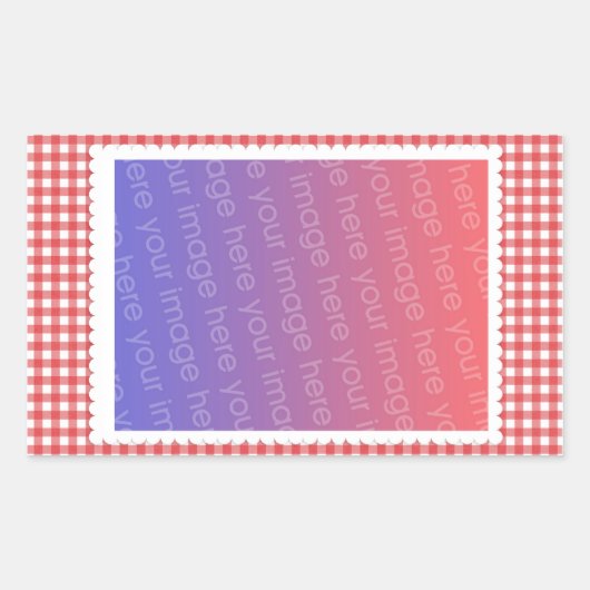 Rood Wit Gingham Patroon Foto Template Sticker (Voorkant)