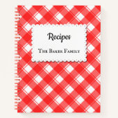 Rood Wit Gingham Plaid Aangepast Recept Boek (Voorkant)