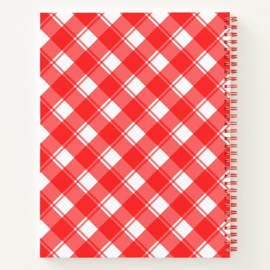 Rood Wit Gingham Plaid Aangepast Recept Boek (Achterkant)