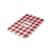 Rood Wit Gingham Plaid Patroon met Monogram Badmat (Gekanteld)
