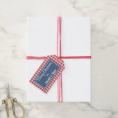 Rood & Wit Gingham Plaid Vrolijk Kerstfeest Cadeaulabel (Met Touw)