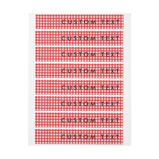 Rood & Wit Gingham Wrap Rond Uitnodigen Labels Adreslabel Wikkel (Vel)