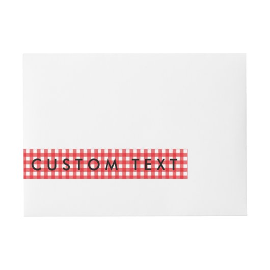 Rood & Wit Gingham Wrap Rond Uitnodigen Labels Adreslabel Wikkel (Voorkant)