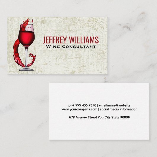 Rood wit glas met plaspureum visitekaartje (Voorkant / Achterkant)