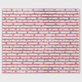 Rood Wit Glitter Blauwe Sterren Strepen Cadeaupapier (Vlak)