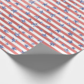 Rood Wit Glitter Blauwe Sterren Strepen Cadeaupapier (Hoek)