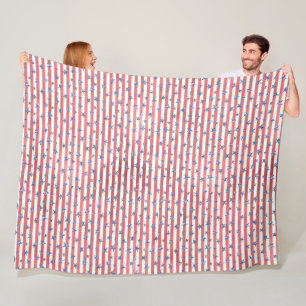 Rood Wit Glitter Blauwe Sterren Strepen Fleece Deken