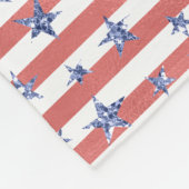 Rood Wit Glitter Blauwe Sterren Strepen Fleece Deken (Hoek)