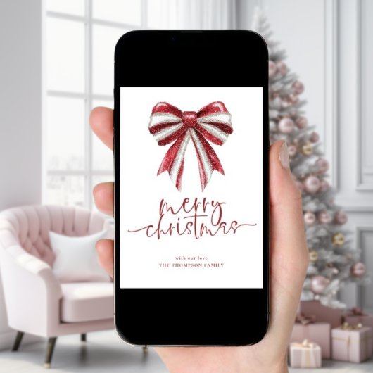 Rood Wit Glitter Bow 2026 Kalender Kerstmis Feestdagenkaart