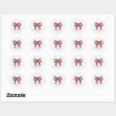 Rood Wit Glitter Coquette Bow Retournaam Adres Ronde Sticker (Vel)