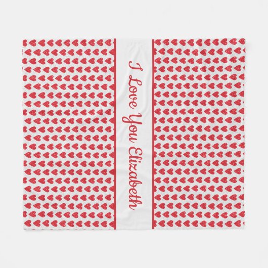 Rood wit glitter Heart Personaliseer Valentijnsdag Fleece Deken (Voorkant (Horizontaal))