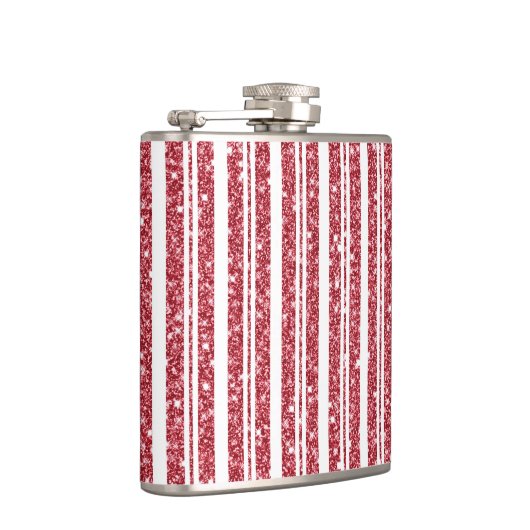 ROOD & WIT GLITTER LOOK KERSTSTREPEN HEUPFLES (Rechts)