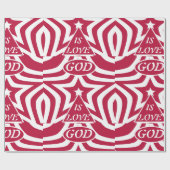 Rood & Wit God Is Liefde - Kerst Bijbeltekst Ster Cadeaupapier (Vlak)