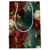 Rood Wit Goud Groen Bloemen Medium Cadeauzakje (Voorkant)