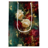 Rood Wit Goud Groen Bloemen Medium Cadeauzakje (Achterkant)