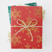 rood, wit, goud, groen, kerstpapier+, winter+vlek inpakpapier vel (In situ)