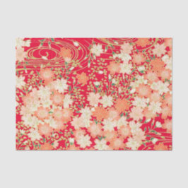 Rood Wit Goud Japans Kimono Bloemen Decoupage Tissuepapier