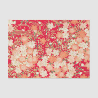 Rood Wit Goud Japans Kimono Bloemen Decoupage Tissuepapier