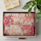 Rood Wit Goud Japans Kimono Bloemen Decoupage Tissuepapier (Geschenk)