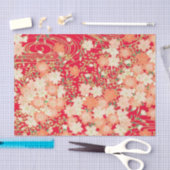 Rood Wit Goud Japans Kimono Bloemen Decoupage Tissuepapier (Craft)
