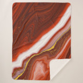 Rood, Wit & Goud Marmeren Luxe Pluche Deken (Voorkant)