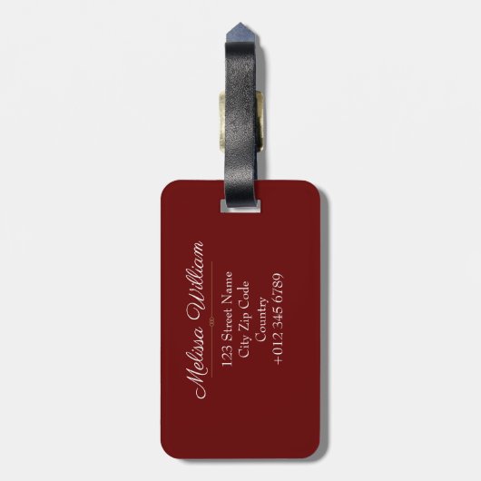 Rood Wit Goud Monogram Naam Bagagelabel (Achterkant verticaal)