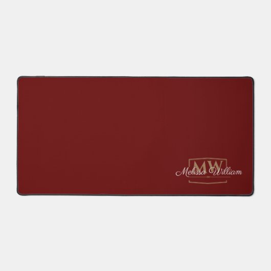 Rood Wit Goud Monogram Naam Script Bureaumat (Voorkant)