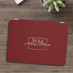 Rood Wit Goud Monogram Naam Script iPad Air Cover<br><div class="desc">Elegant Goud Monogram met Naamschrift. Eenvoudig te personaliseren,  voeg gewoon uw initialen en naam toe.</div>