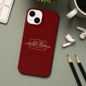 Rood Wit Goud Monogram Naam Script iPhone Hoesje