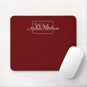 Rood Wit Goud Monogram Naam Script Muismat