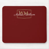 Rood Wit Goud Monogram Naam Script Muismat (Voorkant)