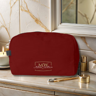Rood Wit Goud Monogram Naam Script Toilettasje