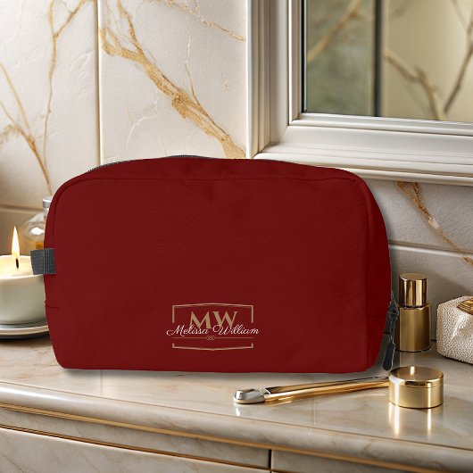 Rood Wit Goud Monogram Naam Script Toilettasje