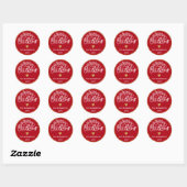 Rood Wit Goud Vrolijk Kerstfeest Ronde Sticker (Vel)