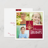 Rood, wit, gouden kerstboom Kaart (Voorkant / Achterkant)