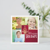 Rood, wit, gouden kerstboom Kaart (Staand voorkant)