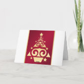 Rood, wit, gouden kerstboom Kaart (Achterkant)