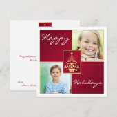 Rood, wit, gouden kerstboomfeestdag Kaart (Voorkant / Achterkant)