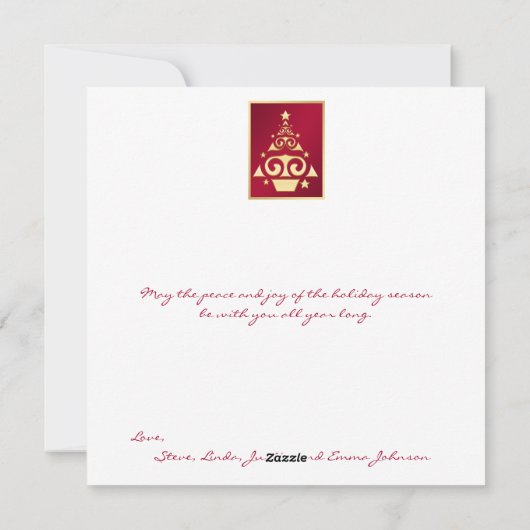 Rood, wit, gouden kerstboomfeestdag Kaart (Achterkant)