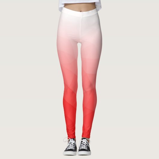 Rood Wit Gradiënt Geometrisch Mesh Patroon Leggings (Voorkant)