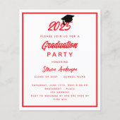 Rood wit Graduation Party 2025 uitnodiging (Voorkant)