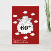 Rood Wit Grappig Cheeky Cherub Angel 60e Verjaarda Kaart (Voorkant)